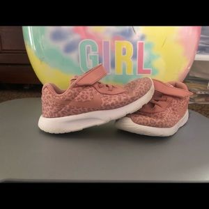 Little girls lite pink leopard print Nike shoes